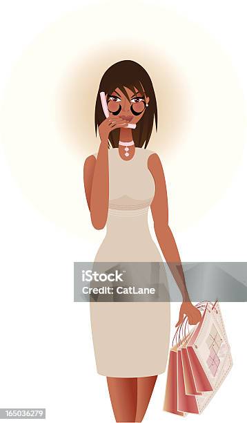 Talkin Shoppin Diva Stock Illustration - Download Image Now - One Woman Only, Women, African-American Ethnicity