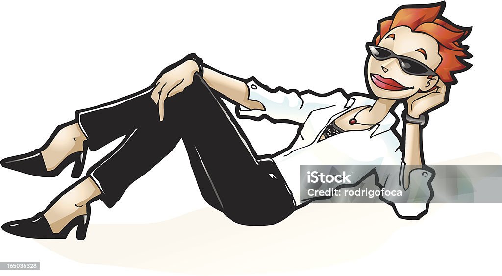 Exécutive femme Cheveux rouge avec des lunettes de soleil - clipart vectoriel de A la mode libre de droits