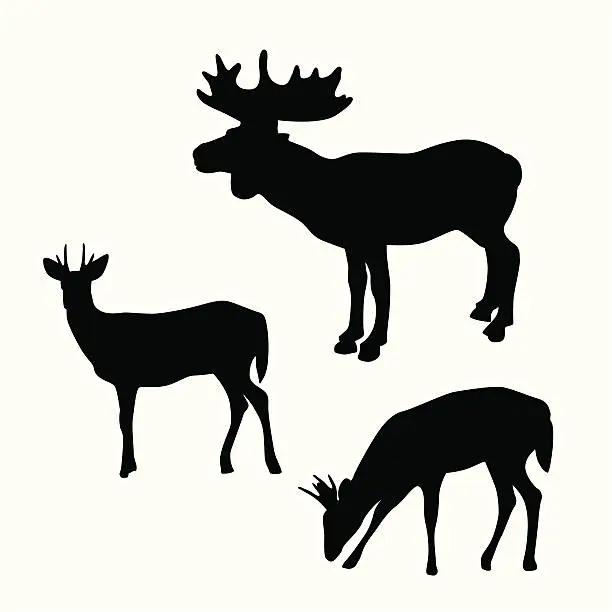 Vector illustration of Deer Moose Vector Silhouette