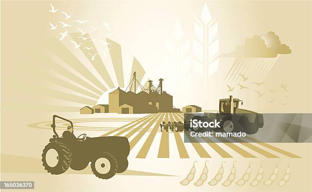 農業 ダウンの農場 - 農園のベクターアート素材や画像を多数ご用意 - 農園, トラクター, 大豆
