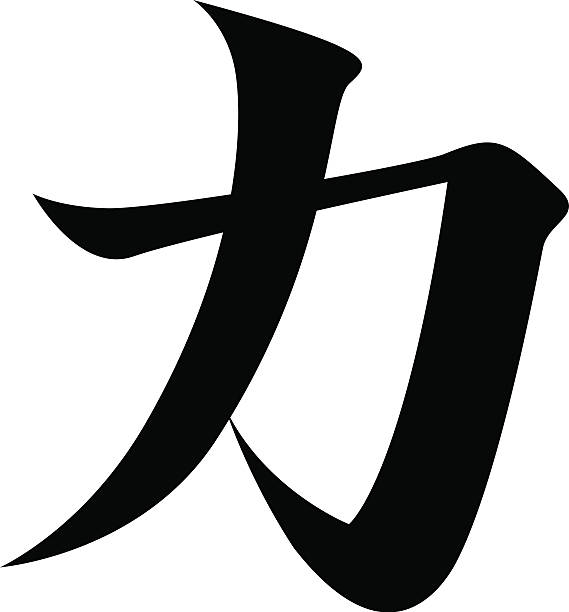 vektor-japanischer kanji charakter kraft - japanisches schriftzeichen stock-grafiken, -clipart, -cartoons und -symbole