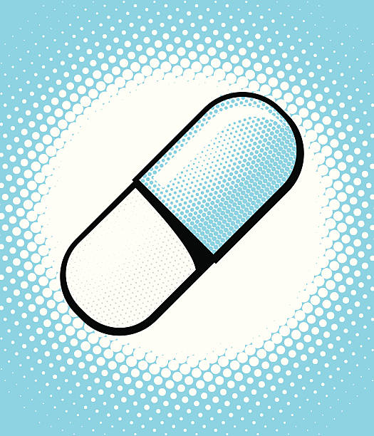 illustrazioni stock, clip art, cartoni animati e icone di tendenza di pop art serie: little pillola - pill pop art capsule medicine