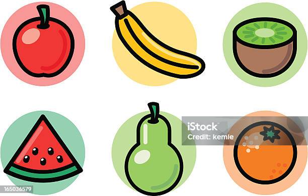 Plats Icônes Fruits Frais Vecteurs libres de droits et plus d'images vectorielles de Aliment - Aliment, Aliments et boissons, Banane - Fruit exotique