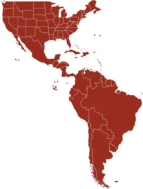 Vector illustration of Usa and Southern Amerika