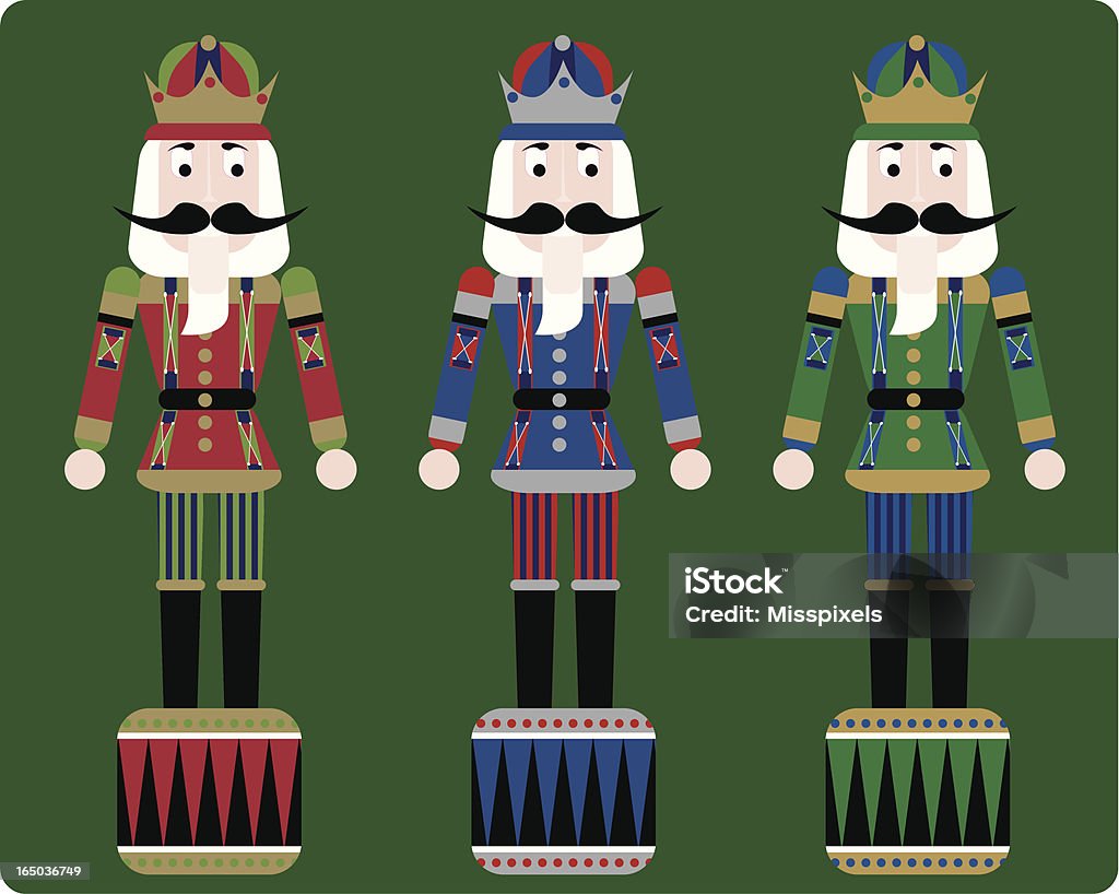 nutcrackers de Noël avec fond vert - clipart vectoriel de Casse-noix libre de droits