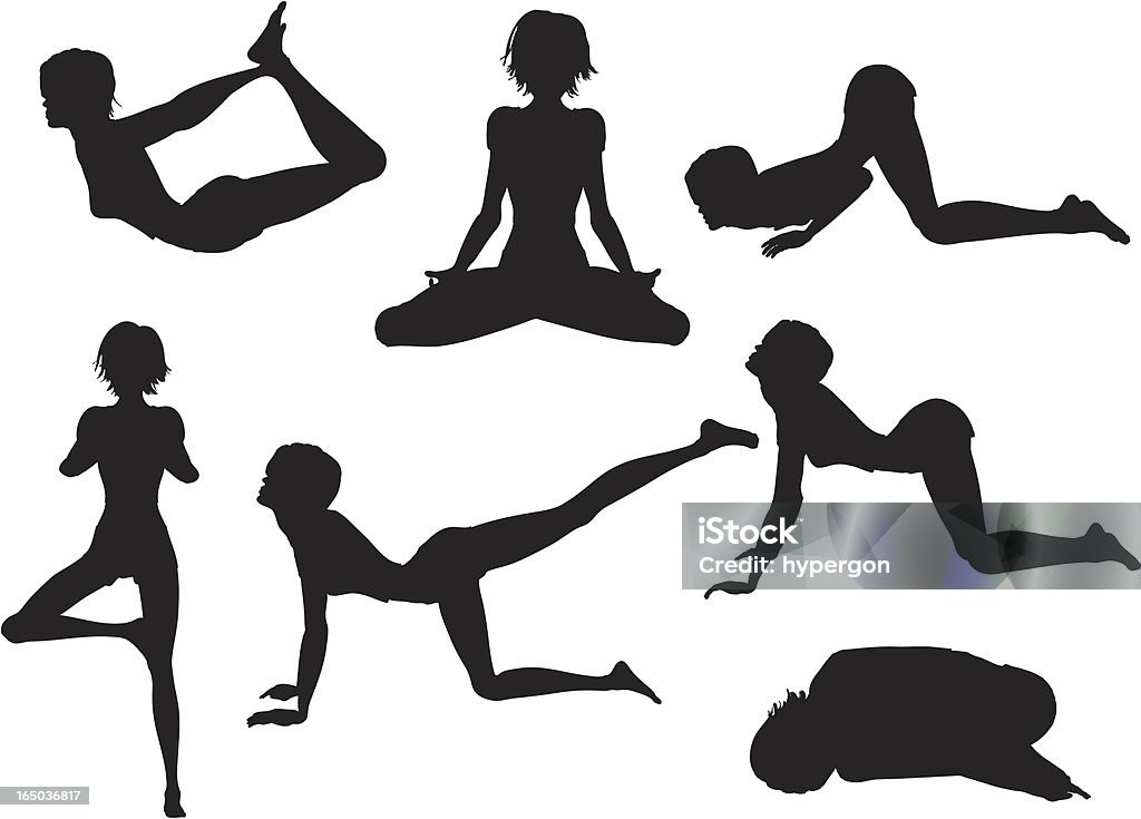 Silhouette di Donna facendo yoga (Vettore - arte vettoriale royalty-free di Vettoriale