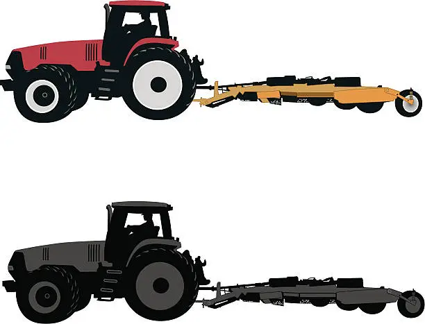 Vector illustration of Tractor with mower