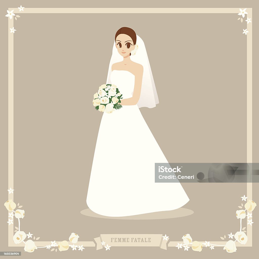 Mariée dans un fleuri frontière Design - clipart vectoriel de Adulte libre de droits