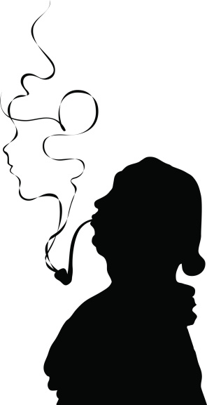 ancient silhouette smoking a pipe. Look at the smoke!