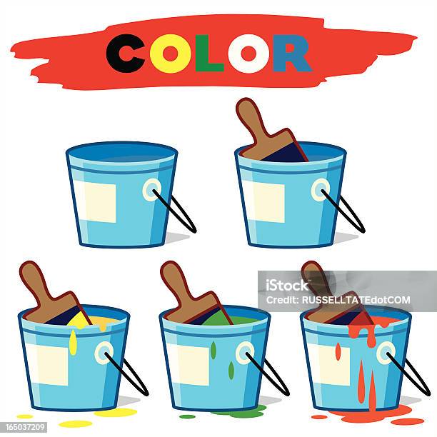Farbe Bucket Stock Vektor Art und mehr Bilder von Behälter - Behälter, Bürsten, Chemikalie
