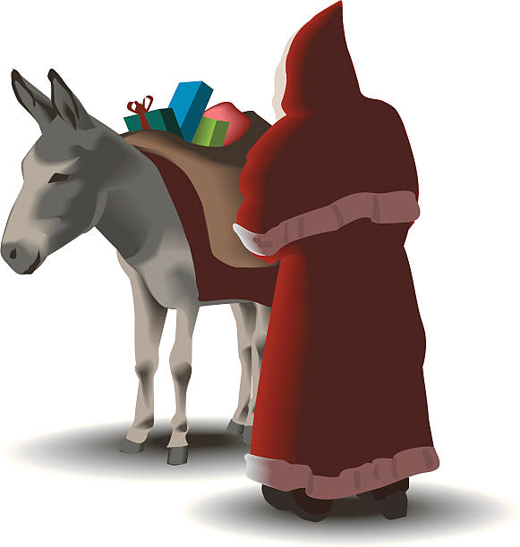 Bекторная иллюстрация Санта с его donkey -Vector иллюстрация