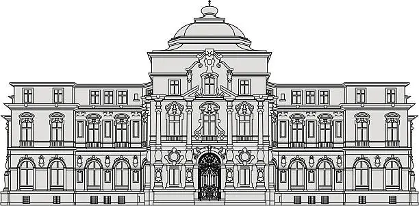 Vector illustration of Palais Karlsruhe, historic building