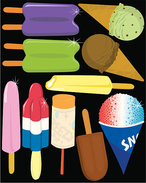 Frozen Treats A collection of tasty frozen treats. snow cone stock illustrations
