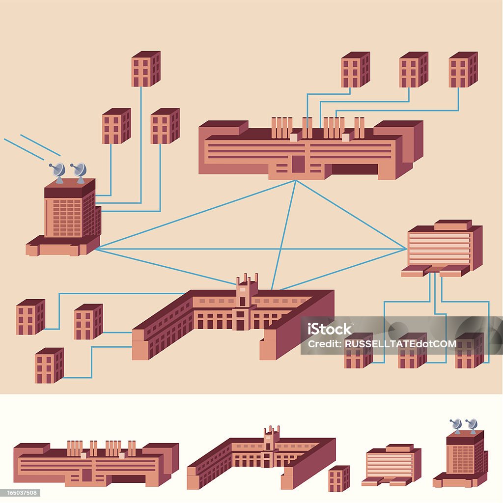 Construcción de redes - arte vectorial de Arquitectura exterior libre de derechos