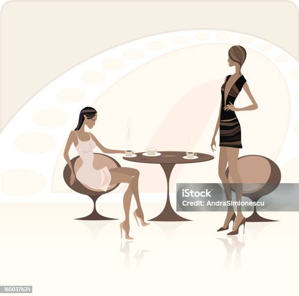 Ladies At The Classy Coffee Shop Stock Illustration - Download Image Now - Dinner, Friendship, Adult