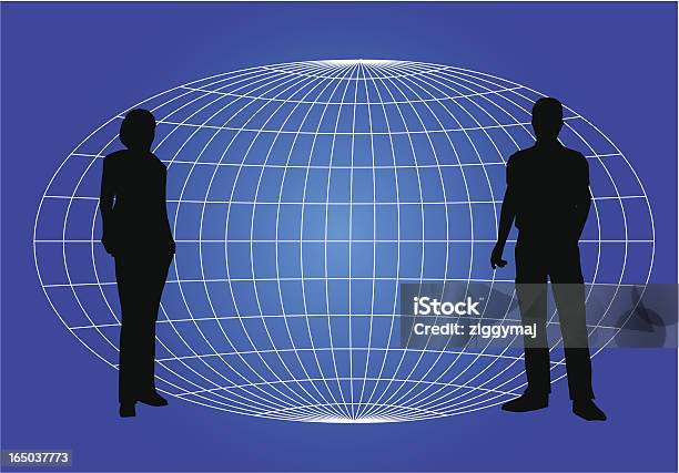 Dwie Osoby I Świecie - Stockowe grafiki wektorowe i więcej obrazów Biznes - Biznes, Biznes międzynarodowy, Biznesmen