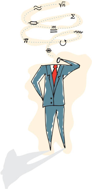 Business Guy with Ideas vector art illustration