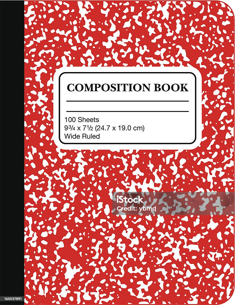 School Marble Composition Book -Red (vector) Vector illustration of a child's writing composition book in red. Note Pad stock vector