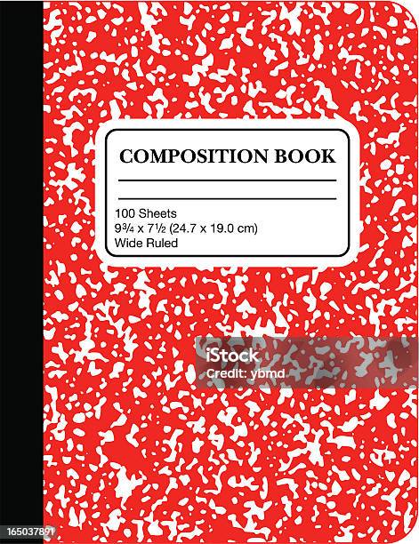 School Marble Composition Book Red Stock Illustration - Download Image Now - Note Pad, Composition, Book