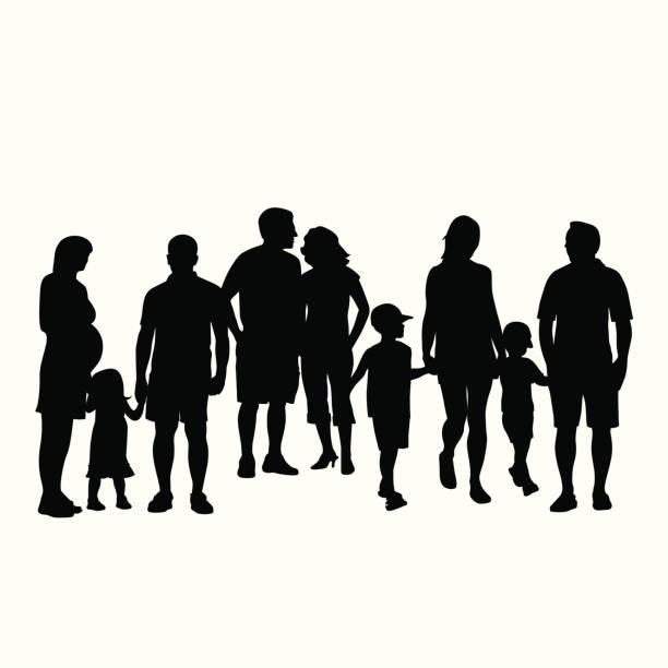 littleones - silhouette back lit little boys child stock illustrations