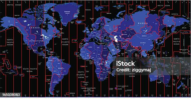 Ilustración de Mapa Mundial Dehusos Horarios y más Vectores Libres de Derechos de Zona horaria - Zona horaria, Mapa, Mapa mundial