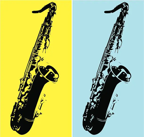 Vector illustration of Duo tone art with a tenor saxophone