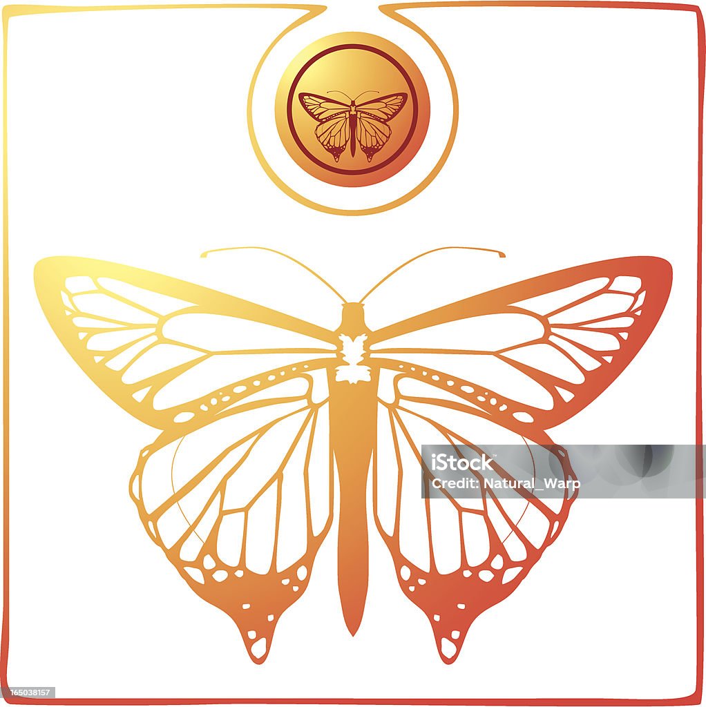 Duochrome Butterfly 01 Butterfly drawing + button  Animal stock vector