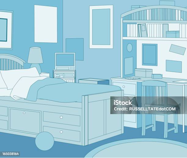 La Chambre Bleue Vecteurs libres de droits et plus d'images vectorielles de Enfant - Enfant, Pièce - Intérieur de maison, Chambre à coucher