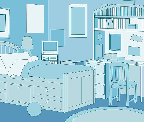 синяя номер - poster bed audio stock illustrations