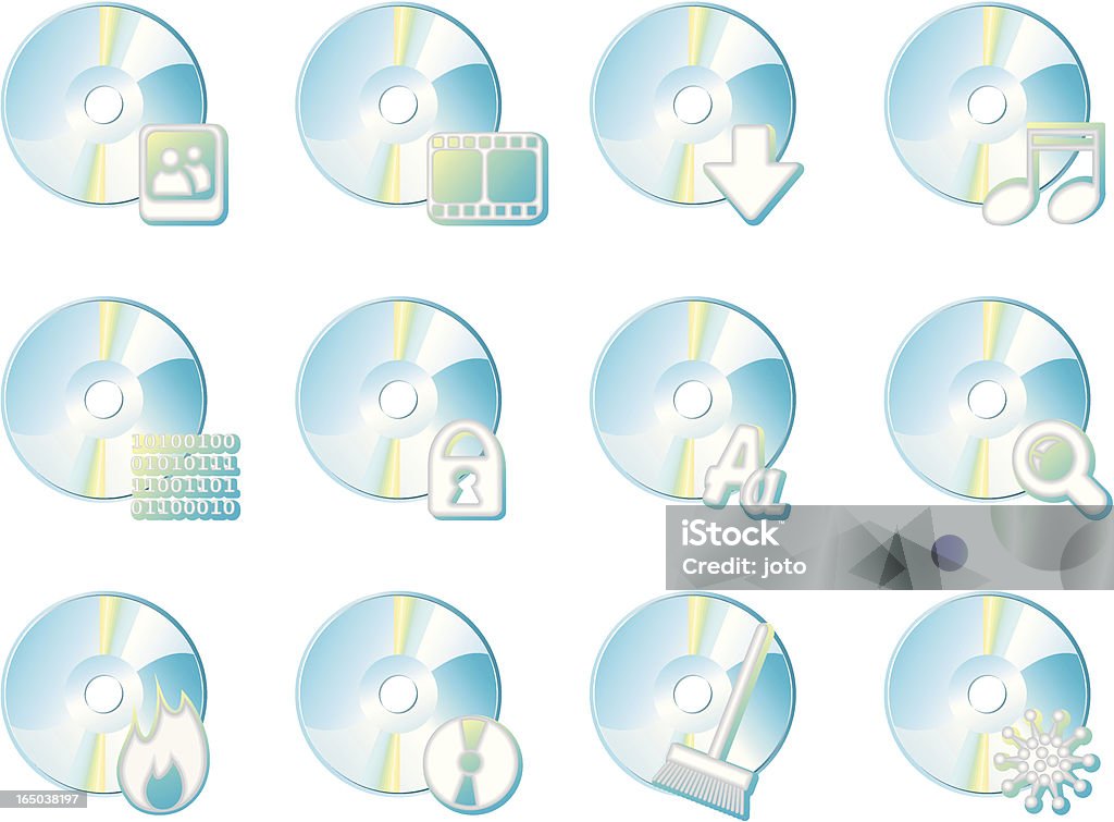 Disks Disks in icon-style. Large JPG included. Arrow Symbol stock vector