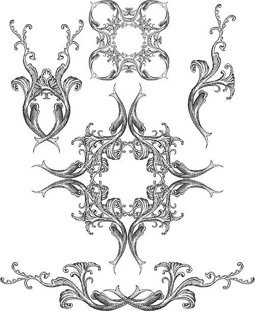 Vector illustration of victorian design elements