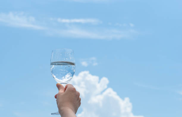 A glass of water placed outdoors