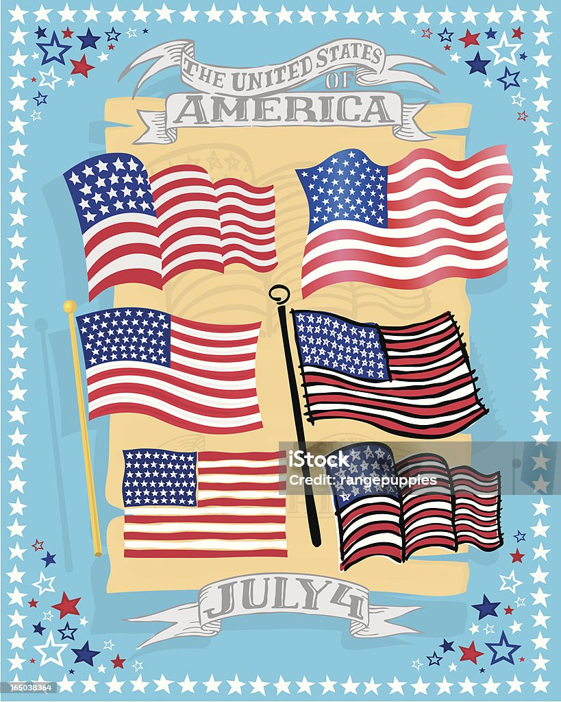 Flying Flags A fine collection of American flags! Each is grouped individually. American Flag stock vector