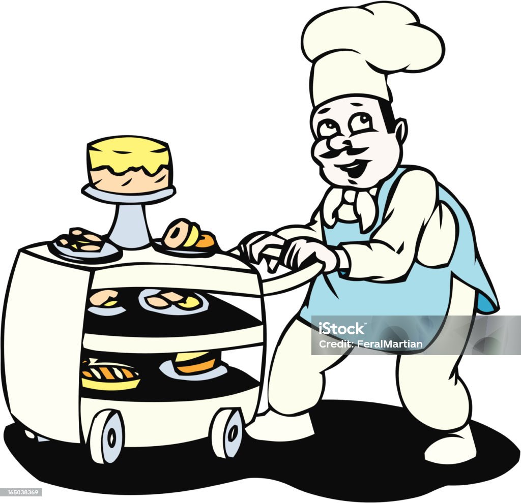 Baker con postres - arte vectorial de Bandeja libre de derechos