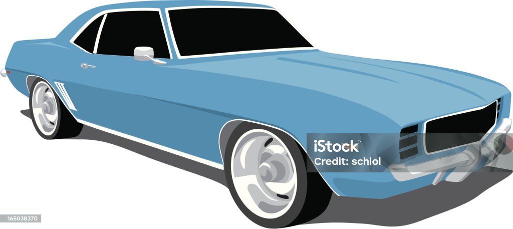 Blue Camaro 1969 Vector illustration, saved in layers for easy editing. Vintage Car stock vector