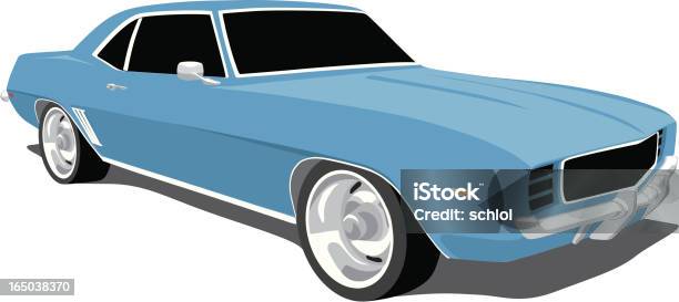 Blue Camaro 1969 Stock Illustration - Download Image Now - Vintage Car, Vector, Sports Car