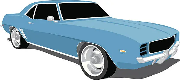 Vector illustration of Blue Camaro 1969