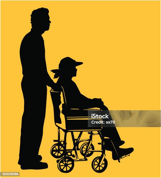 Caring For Sick Partner Stock Illustration - Download Image Now - In Silhouette, Cancer - Illness, Nurse