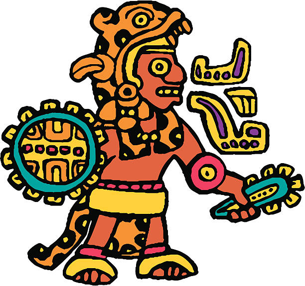 ацтекский jaguar knight - tribal art eagle indigenous culture art stock illustrations