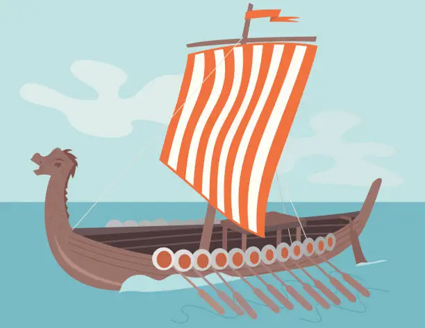 Vector illustration of Viking Ship