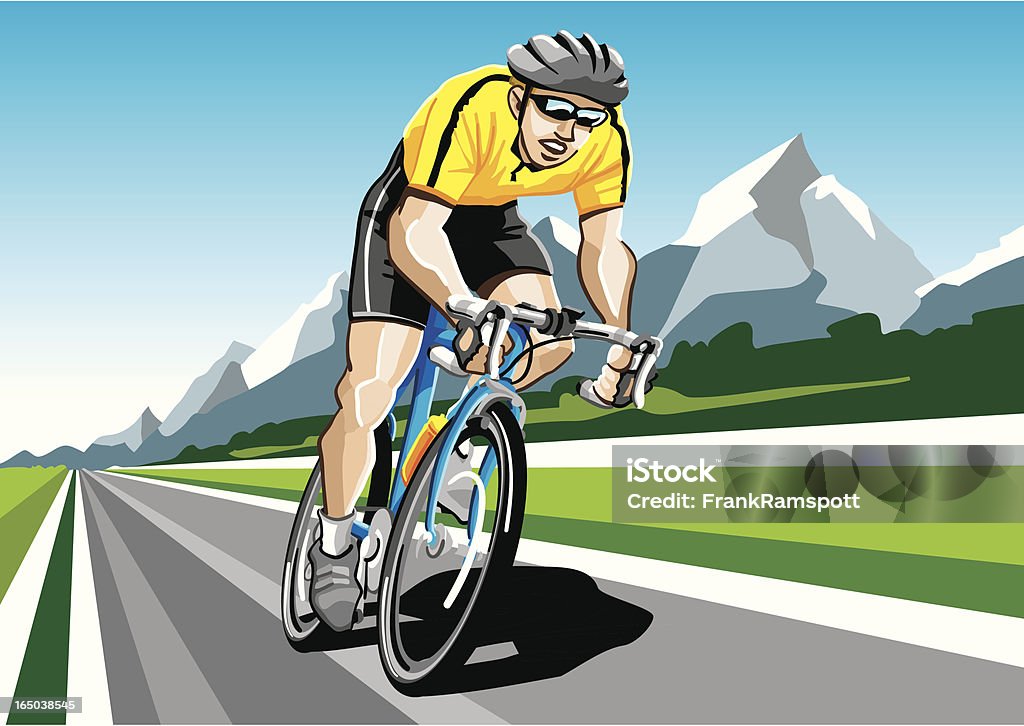 Гонки велосипедистов в желтой зоне - Векторная графика Кататься на велосипеде роялти-фри