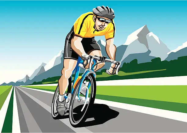 Vector illustration of Racing Cyclist Yellow