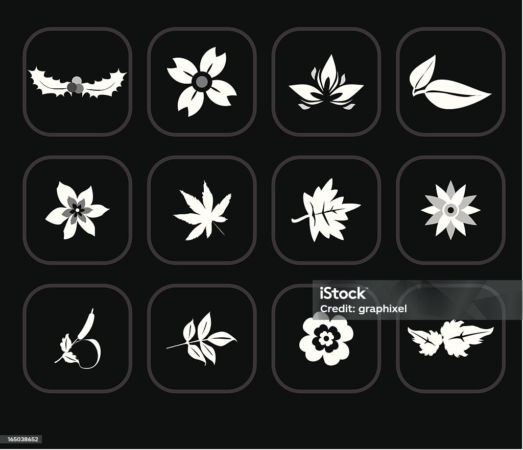 Icon Set-Flowers - clipart vectoriel de Couleur noire libre de droits