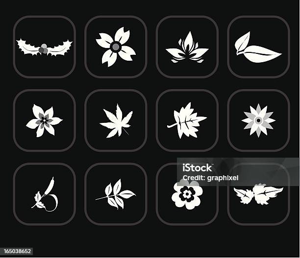 Zestaw Ikonkwiaty - Stockowe grafiki wektorowe i więcej obrazów Bez ludzi - Bez ludzi, Czarny kolor, Element projektu