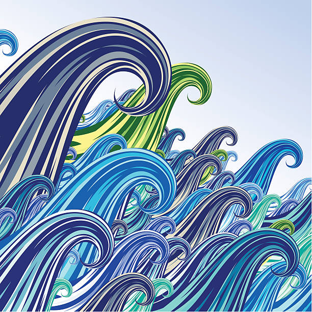 ワイルドな海の波 - sea beach storm wave点のイラスト素材／クリップアート素材／マンガ素材／アイコン素材