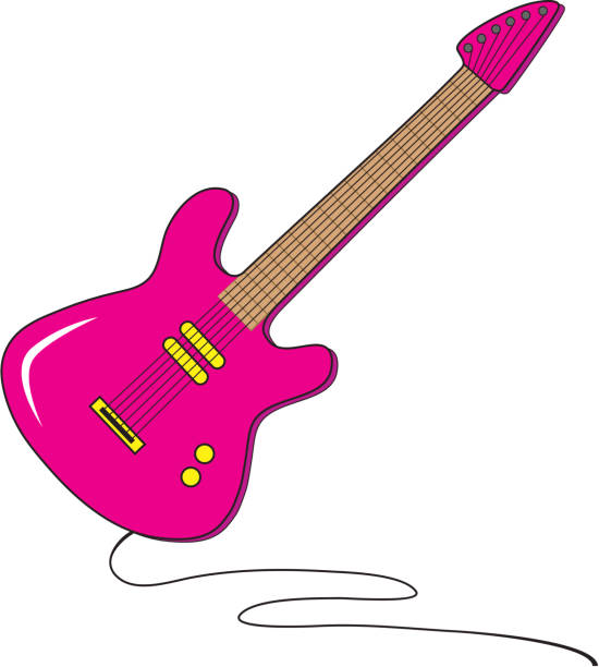Pink Guitar A bright pink electric guitar. pink guitar stock illustrations