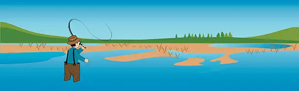 Vector illustration of Fishing scene