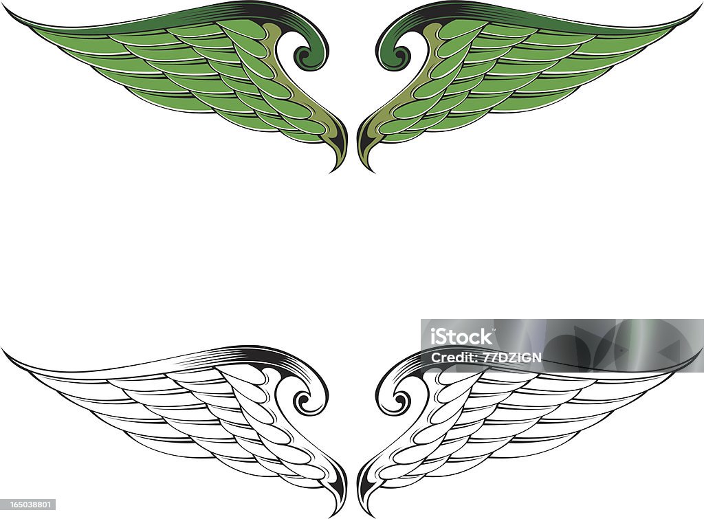 green wings vector illustration of a set of wings. Illustrator CS2, Illustrator generic eps, jpg files included. Animal stock vector