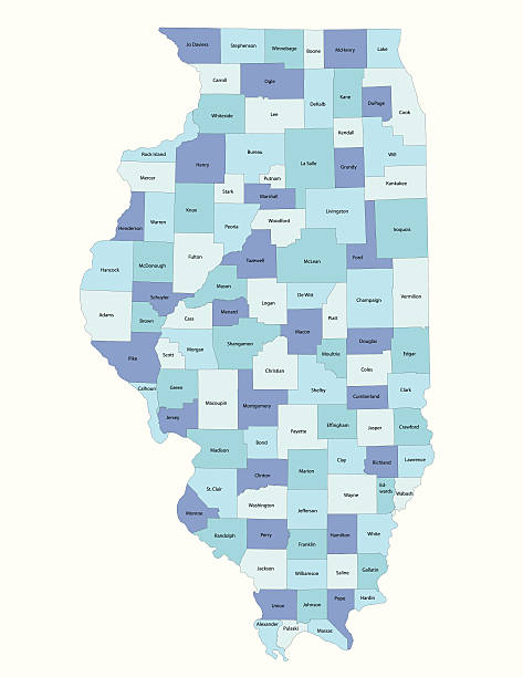 mapa stanu illinois-hrabstwo - illinois stock illustrations