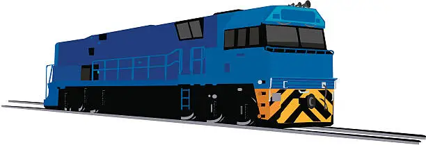 Vector illustration of Vector image of a blue freight train